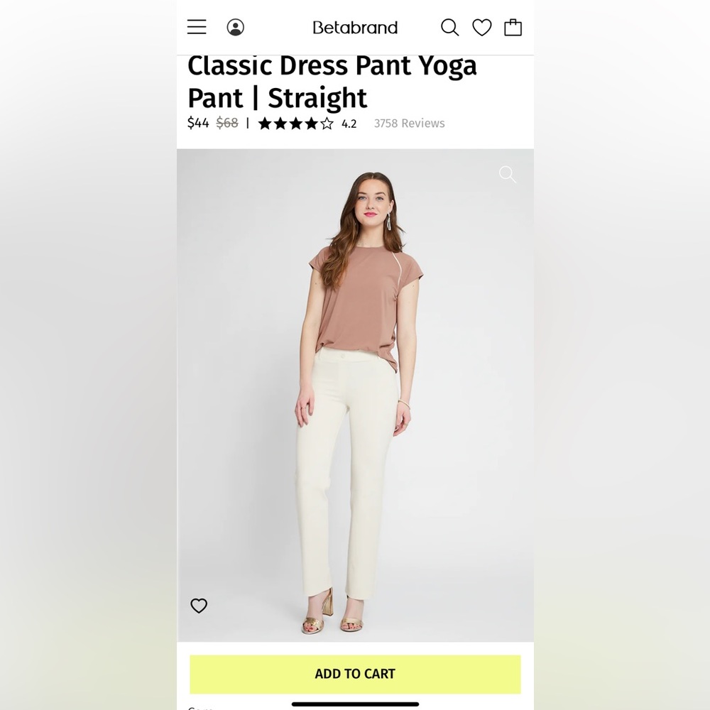 Betabrand Yoga Pant Straight Leg